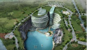 China bouwt hotel deels onder de grond