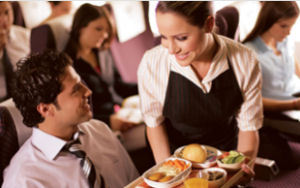 Zicht op maaltijden airline