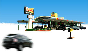 Benzine tanken en fastfood bestellen in één