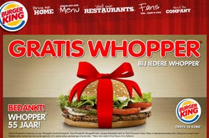 Burger King trakteert vanwege verjaardag Whopper