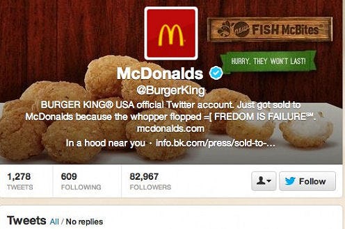 McDonald's fan hackt twitteraccount Burger King