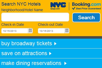 Booking.com boekingskanaal van toerismesite New York