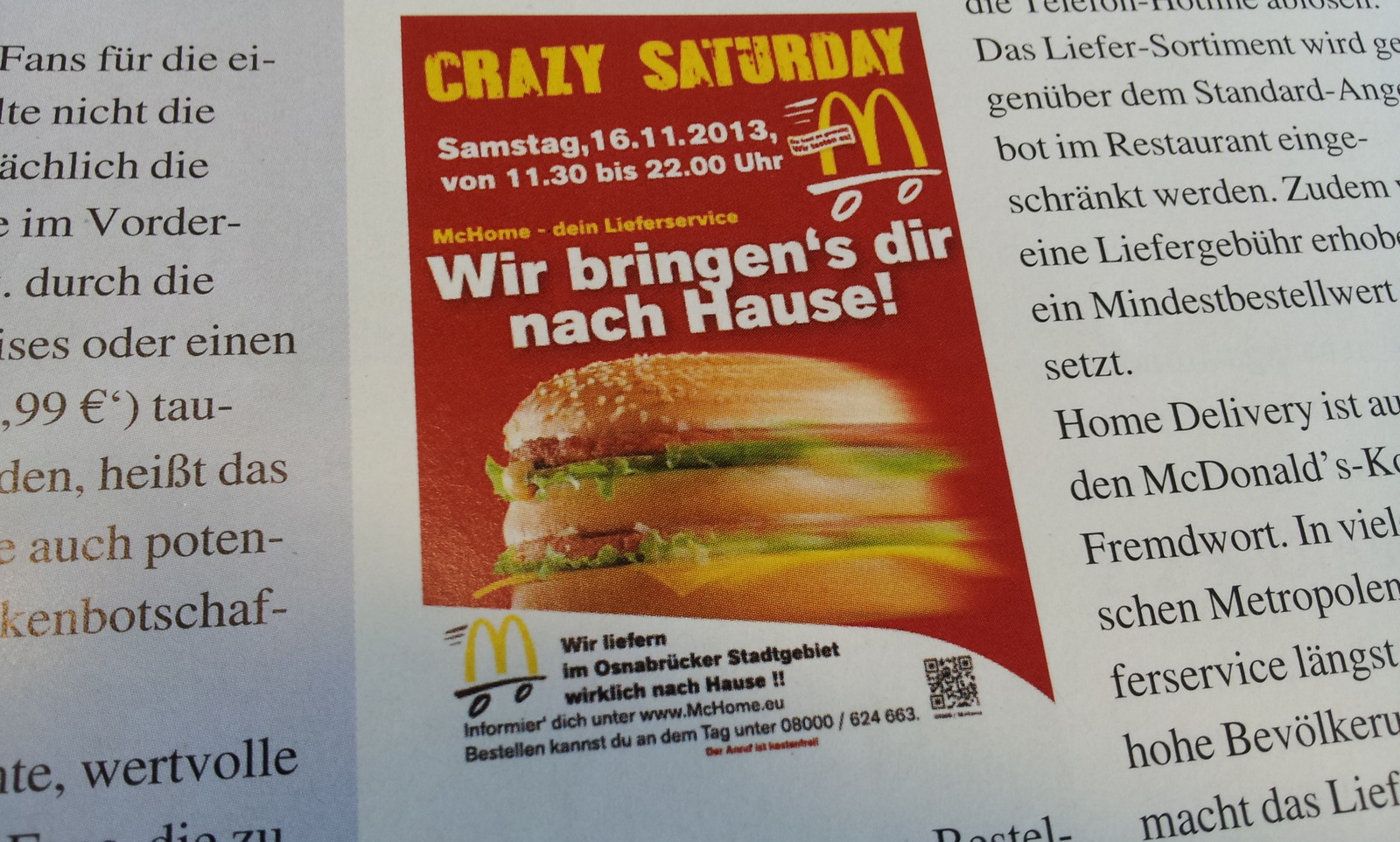 Duitse McDonald's franchiser test bezorging