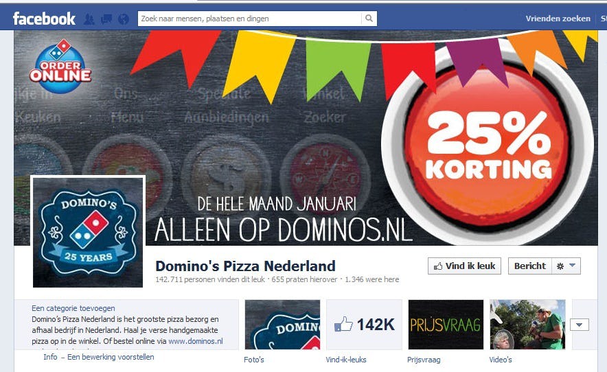 Domino's Pizza viert 25 jaar Nederland met korting