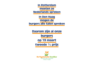 Actie Vegetarische Snackbar door poster VVD Rotterdam
