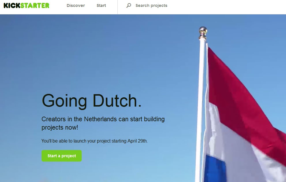 Crowdfundingsite Kickstarter start in Nederland