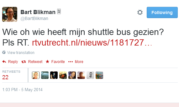 Gestolen hotelbus terug dankzij Twitter