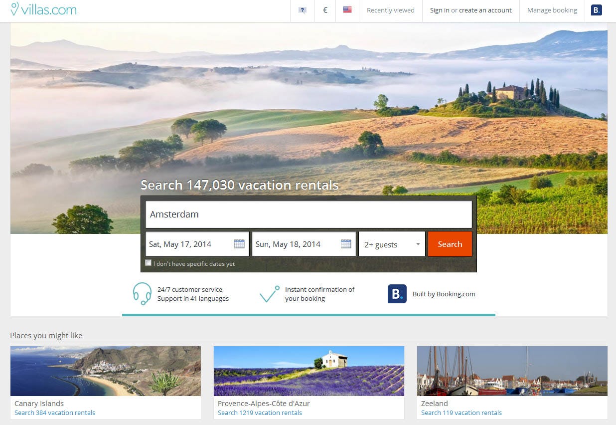 Priceline start verhuur vakantiewoningen met Villas.com