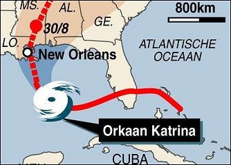 Stormloop op motels door orkaan Katrina
