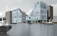 Hotel op nieuw te bouwen eiland