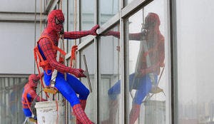 Spiderman wast hotelramen Shanghai