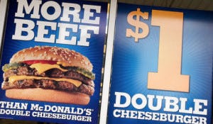 Double cheeseburger voor een dollar