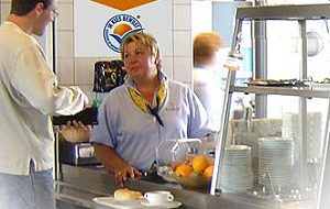 Effect Ik Kies Bewust-logo in bedrijfsrestaurant klein