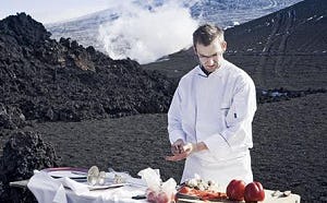 Exclusief restaurant op actieve IJslandse vulkaan