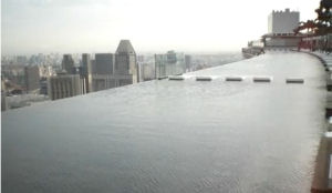 Buitenzwembad op 55e verdieping hotel