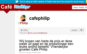 Twitteraar opgespoord en uit café gezet