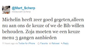 Mart Scherp twittert over bezoek Michelin