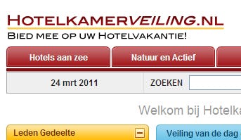 Hotelkamerveiling.nl zestig procent goedkoper dan hotel zelf