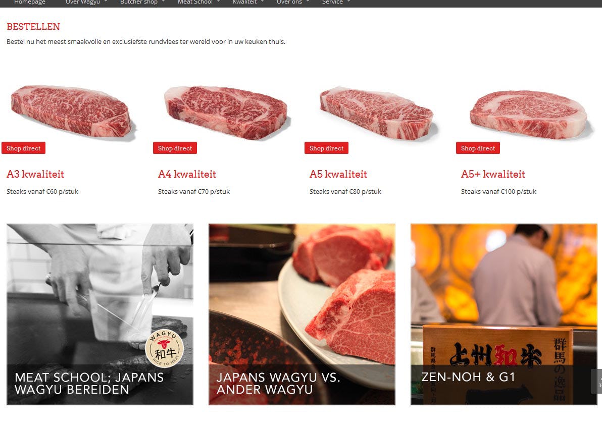 Webshop met Japans Wagyu vlees gelanceerd