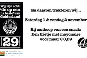 Prijs frietje gelijk aan positie Cafetaria Top 100