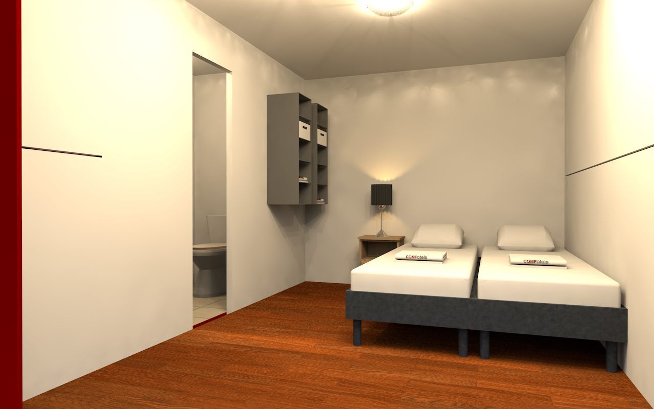 Inklapbare hotelkamer krijgt ook sanitair