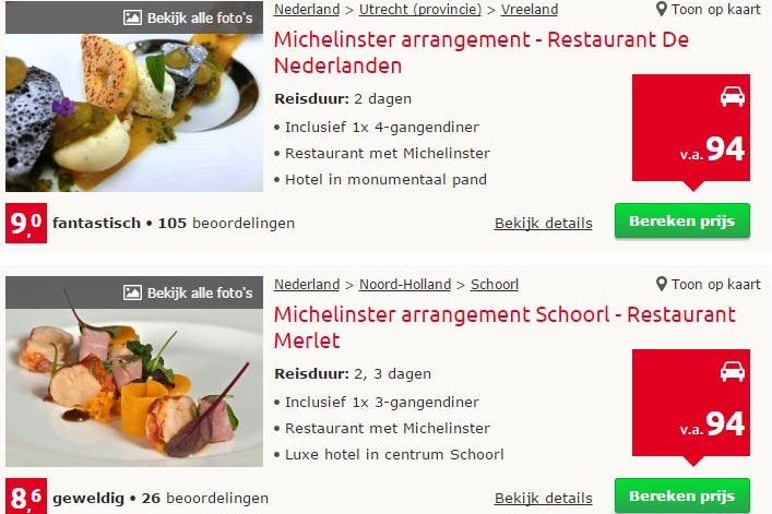 Kras: arrangementen voor tien sterrestaurants