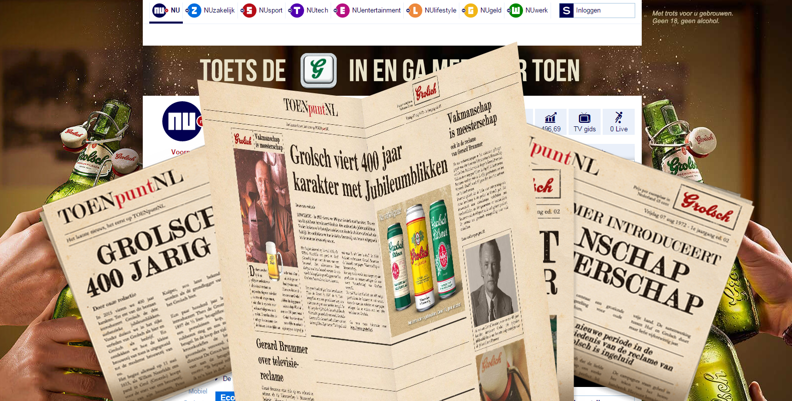 Ludieke actie 400 jaar Grolsch via Nu.nl