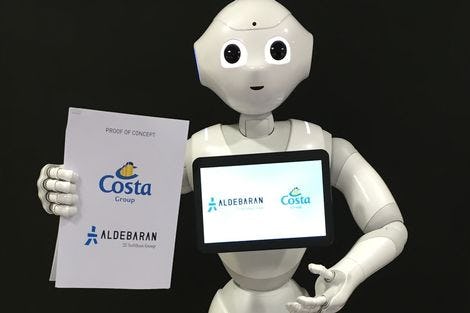 Robot Pepper ontvangt gasten op cruise Costa Group