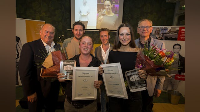 V.l.n.r. John Beeren, Menno Post, Lisa Olgers, Maarten Koelink, Deborah van Breugel en Peter Bruins. Tijdens de Bokkedoorns Awards 2016