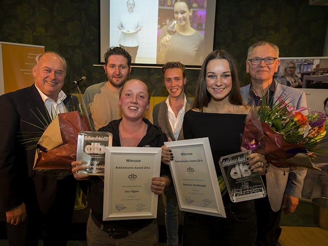 V.l.n.r. John Beeren, Menno Post, Lisa Olgers, Maarten Koelink, Deborah van Breugel en Peter Bruins. Tijdens de Bokkedoorns Awards 2016