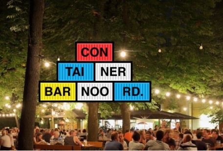 Tijdelijke bar van zeecontainers in Rotterdam