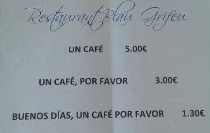 Eetcafé laat onbeleefde gasten meer betalen