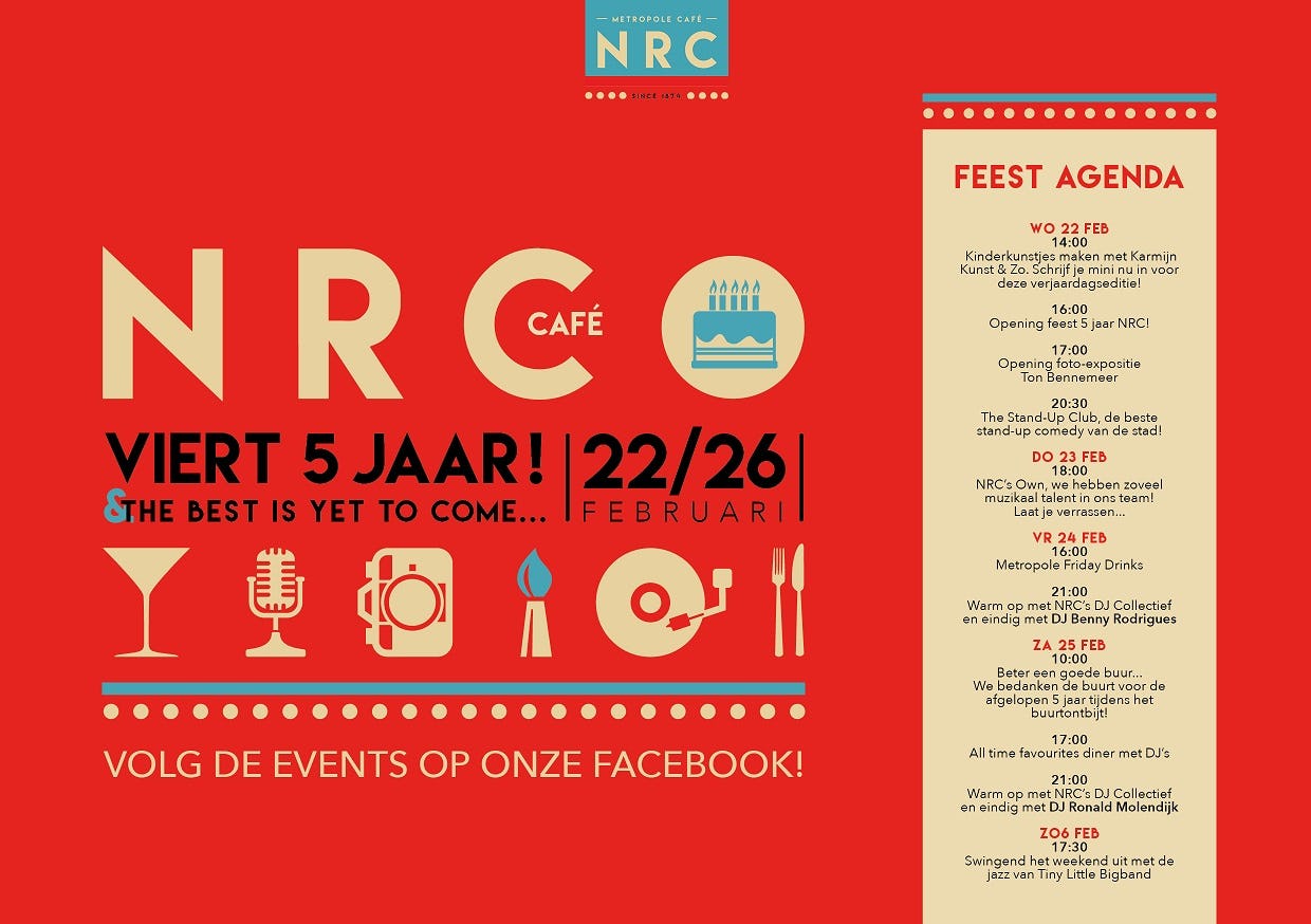 NRCafé Rotterdam pakt uit met vijfjarig jubileum