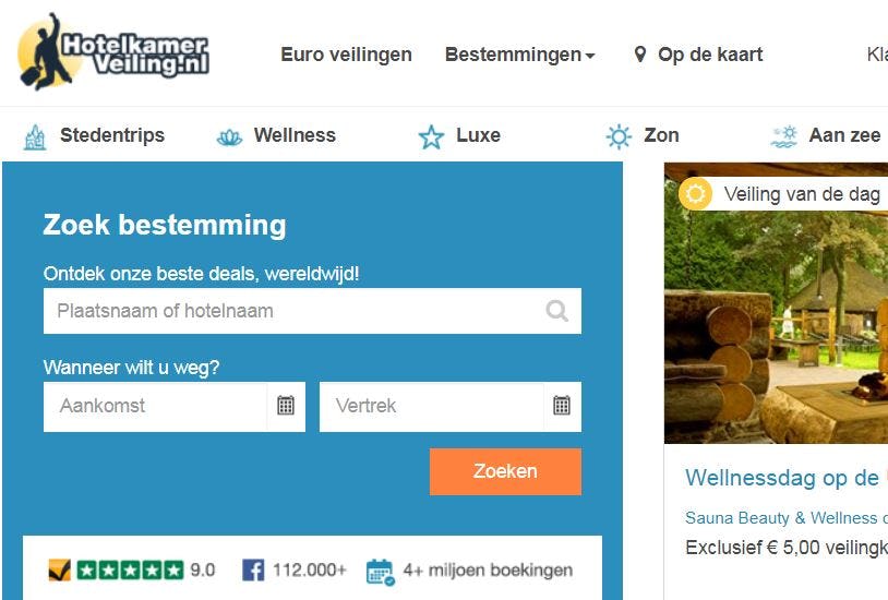 Hotelkamerveiling.nl breidt veilingaanbod uit met sauna's