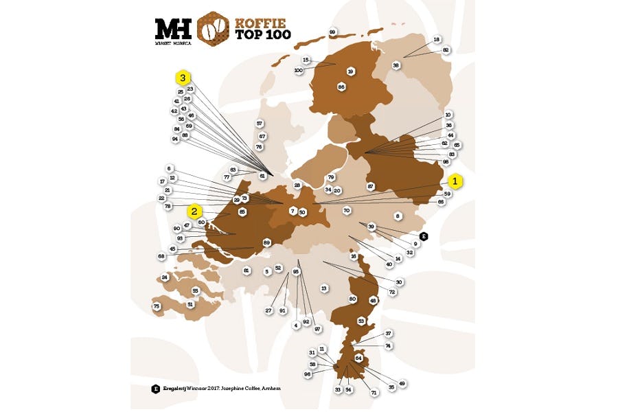 Koffie Top 100 2018: Provinciewinnaars en categoriewinnaars