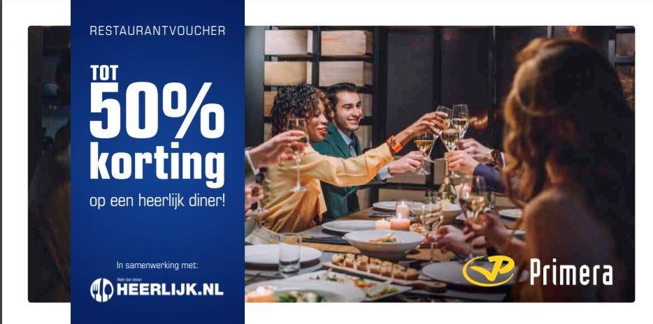 Heerlijk.nl en Primera: 3 miljoen vouchers voor korting restaurant