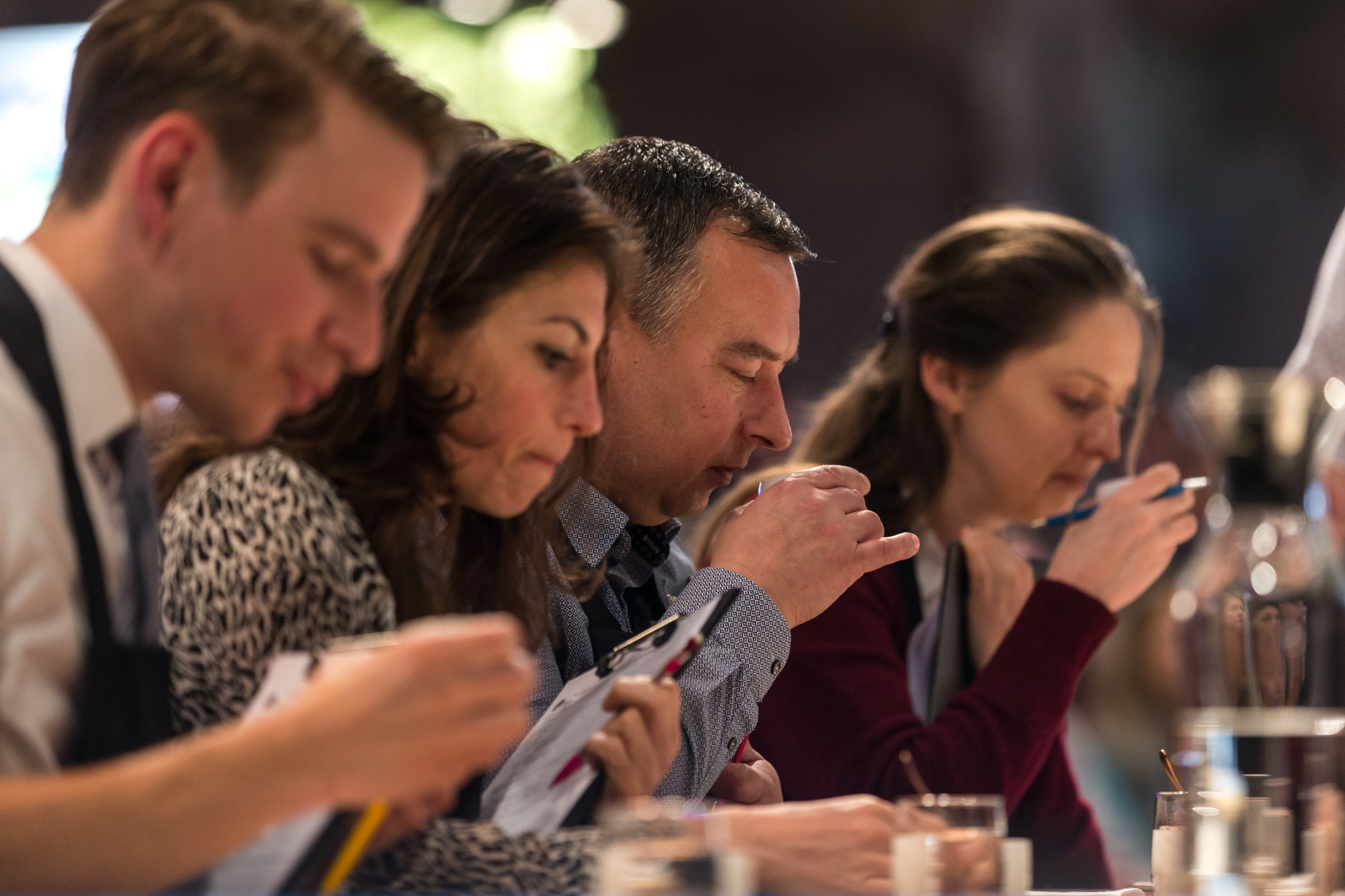Amsterdam, 2 Maart 2019: The Amsterdam Coffee Festival. Foto van de jury tijdens The Dutch Barista Championship.  © Sebastiaan Rozendaal