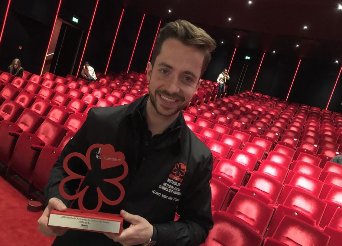 Sommelier Award Michelin 2020 voor Koen van der Plas