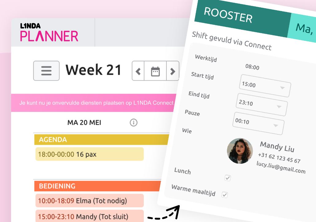 Horecaplanner L1NDA start uitzendbureau voor flexwerkers