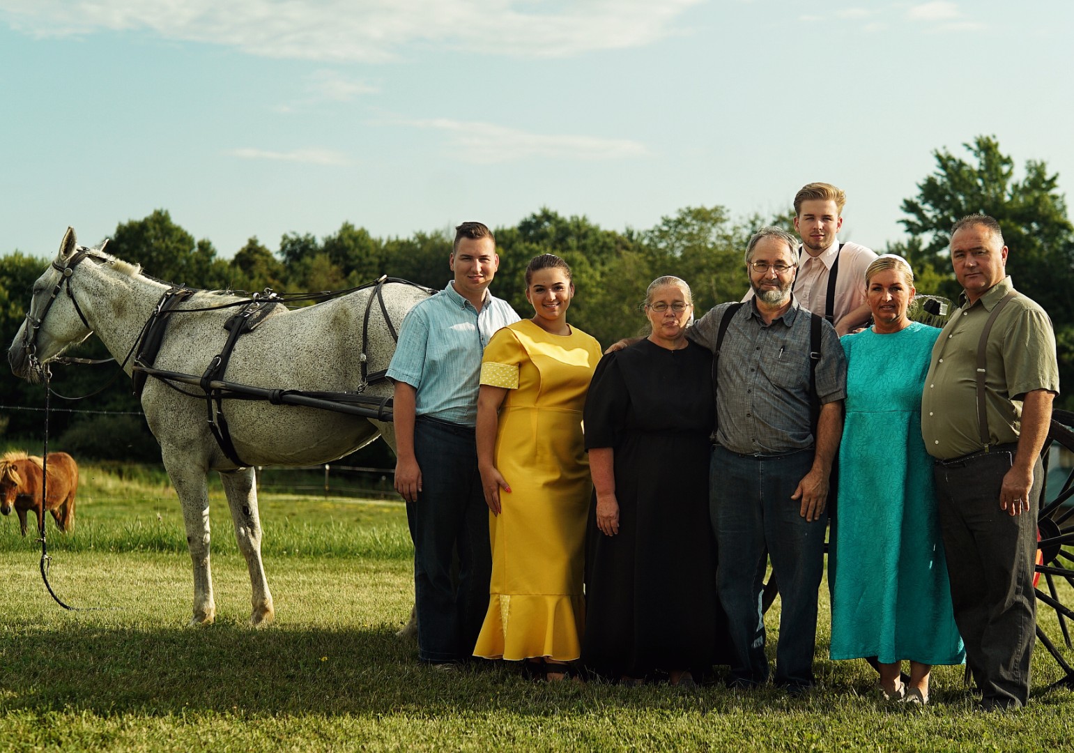 Vlnr: Mitchel en Jennifer Voets, Martha en Ben (gastgezin), Jeffrey Voets, Nathalie en Edwin Voets. Foto: Samie Reynaerts
