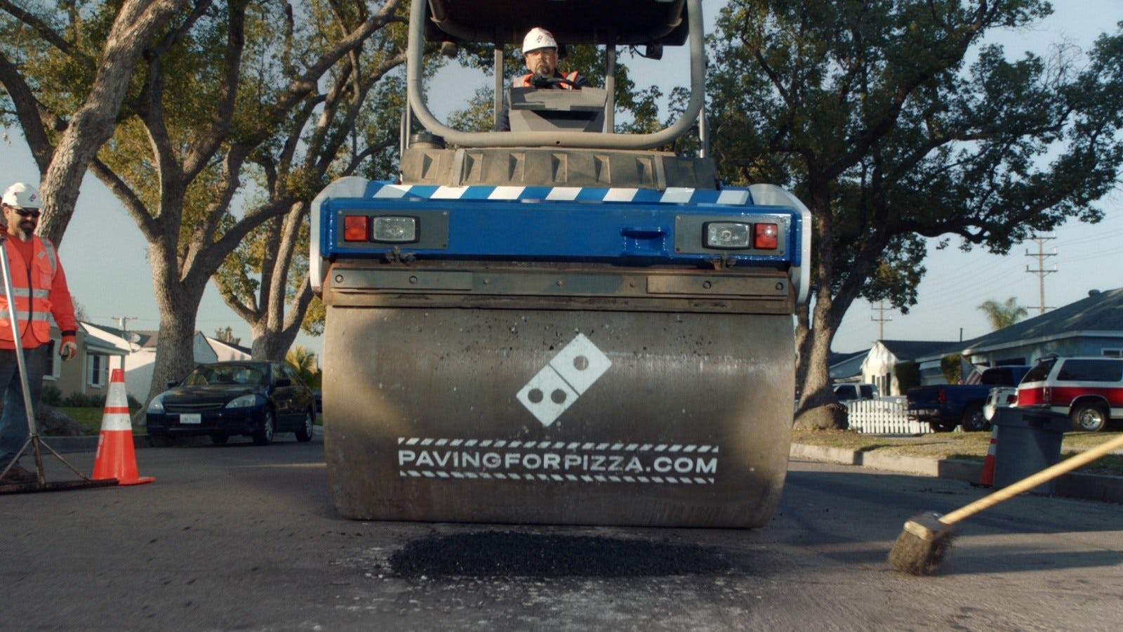 Customers interested in nominating their town for a paving grant from Dominos can enter the zip code at pavingforpizza.com. If their town is selected, the customer will be notified and the city will receive funds to help repair roads so pizzas make it home safely. (PRNewsfoto/Domino's Pizza)