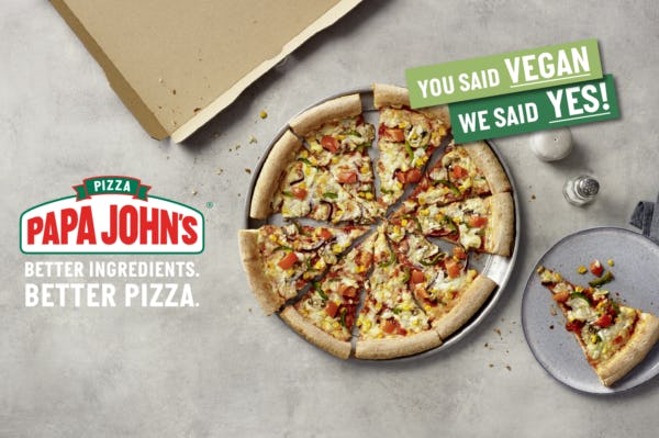 Papa John's serveert vanaf nu veganistische pizza's.