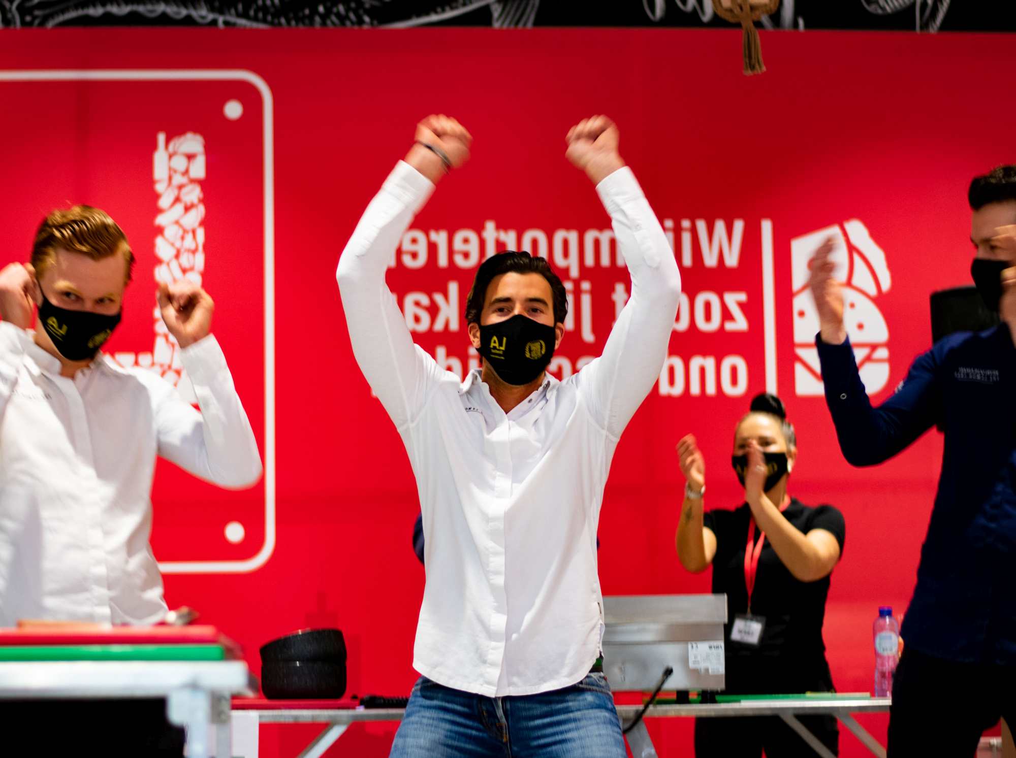 Blijdschap bij de winnaar.