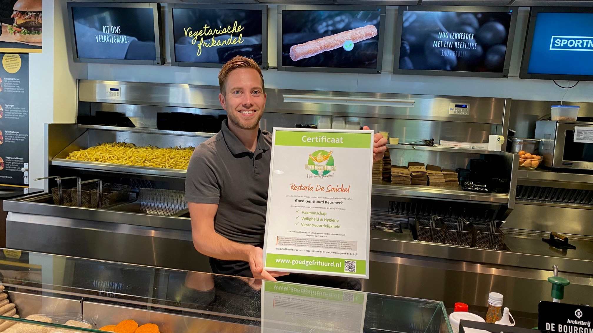 Keurmerk Goed Gefrituurd voor Thijs van Leeuwe van Restaria De Smickel