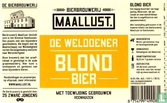 Blond bier Weldoener - Maallust - Beste Bier van Nederland