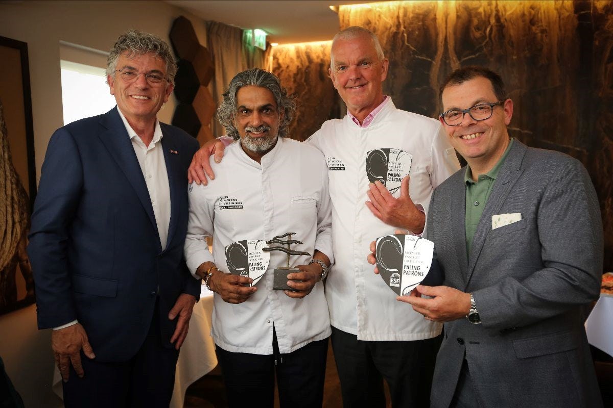 Alex Koelewijn, voorzitter Dupan, Soenil Bahadoer, Martin Kruithof, Patron-cuisinier De Lindehof in Nuenen en Michel van der Kroft, Meesterkok restaurant ’t Nonnetje in Harderwijk.

