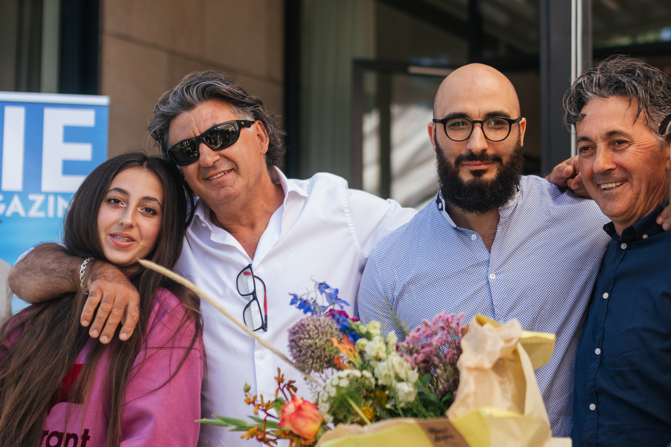 winnaar Publieksprijs Italië Magazine Restaurant van het jaar 2022: Van links naar rechts: onbekend, Adriano Raimondi, Fabio Borchetta en Antonio Raimondi van Raimondi’s Villa Rozenrust. Fotografie: Friso Boven