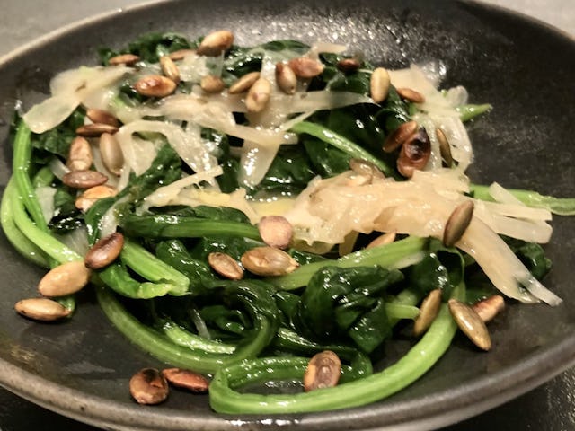 Wild Spinach, Grilled Pumpin Seeds