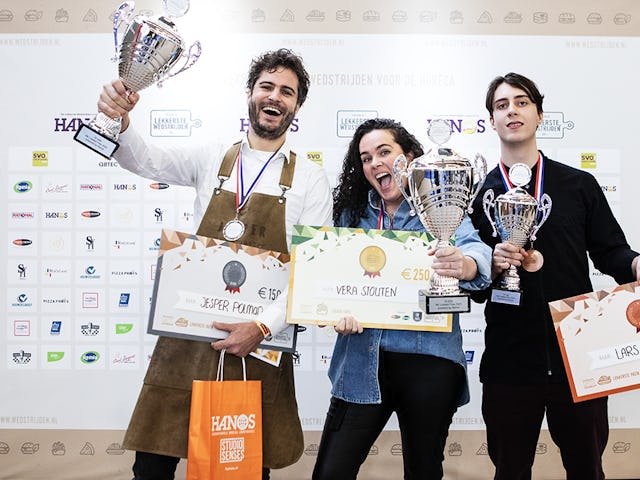 De Top 3 van het NK Loaded Fries 2023; Jesper Polman (2), Vera Stouten (1) en Lars Kerkhof (3)
Fotograaf: Tamara Verheij