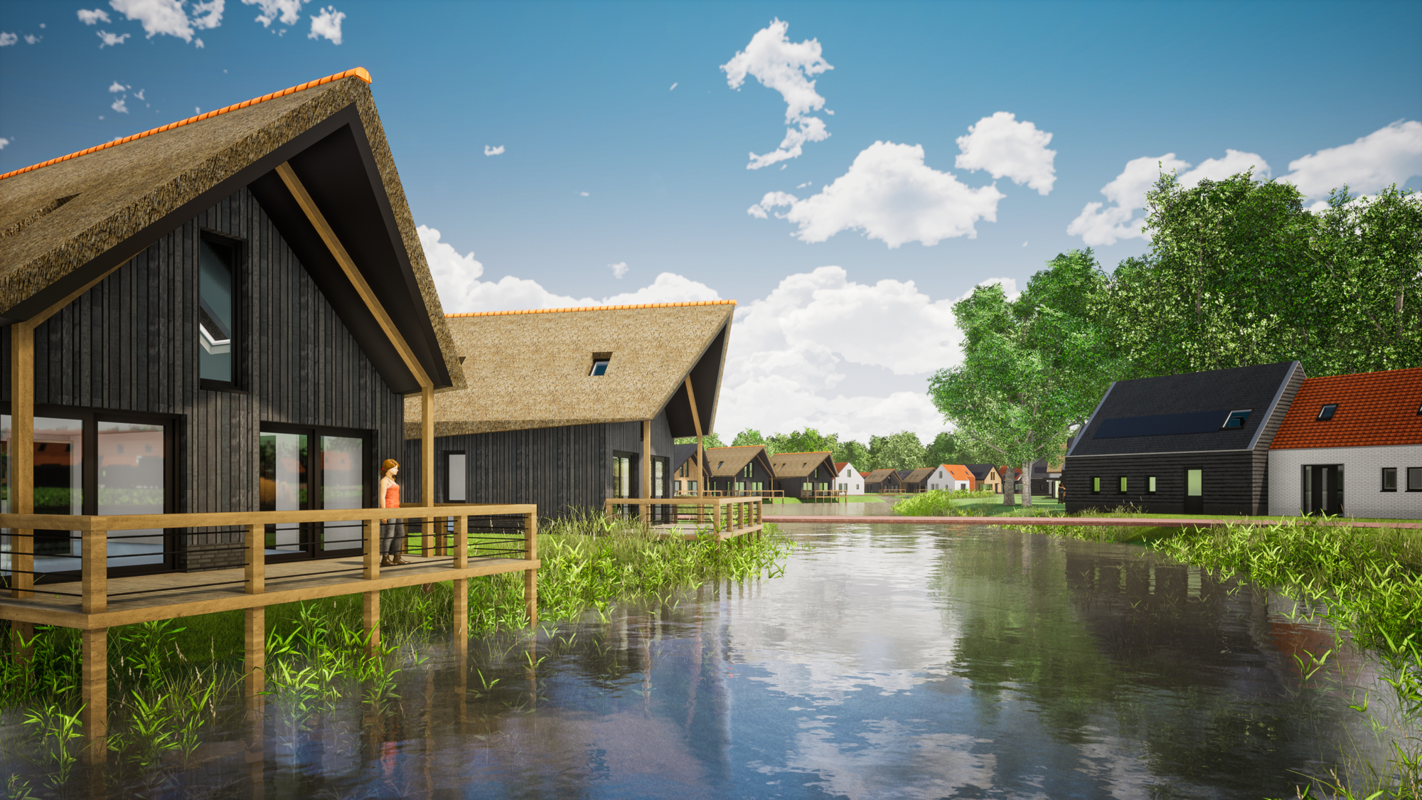 Een deel van de woningen ligt direct aan een kreek.